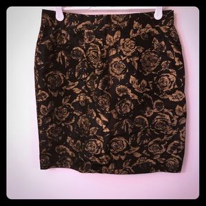 Handmade black and gold pencil mini skirt